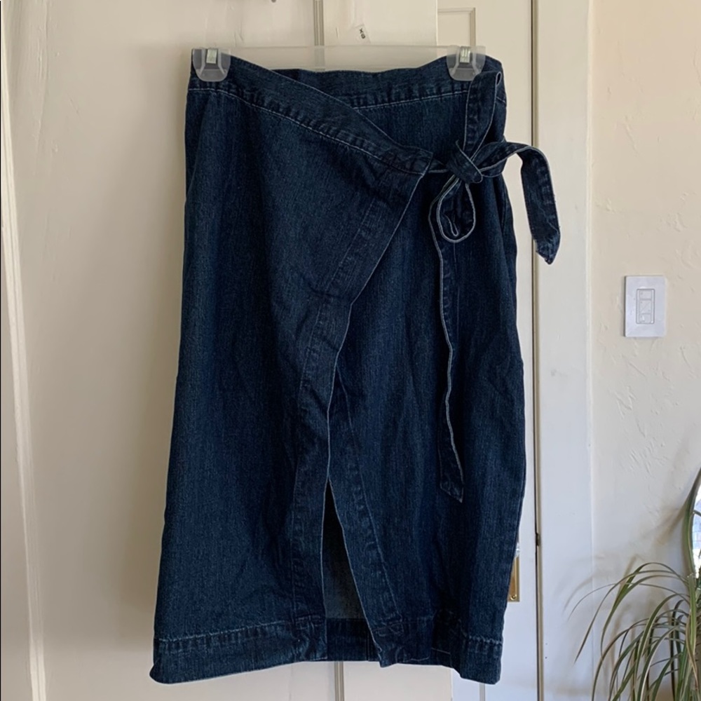Madewell denim wrap midi skirt